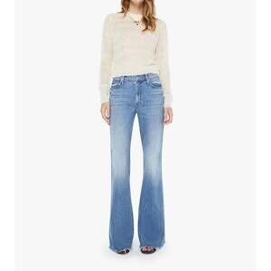 NEW MOTHER doozy fray high-rise flare jeans in heads or tails